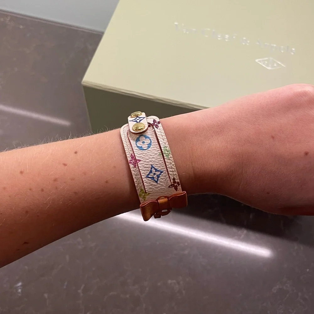 Louis Vuitton: Takashi Murakami Monogram Embellished Bracelet in White - Picture 3 of 8